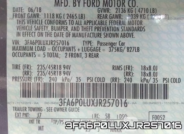3FA6P0LUXJR257016 фото 10