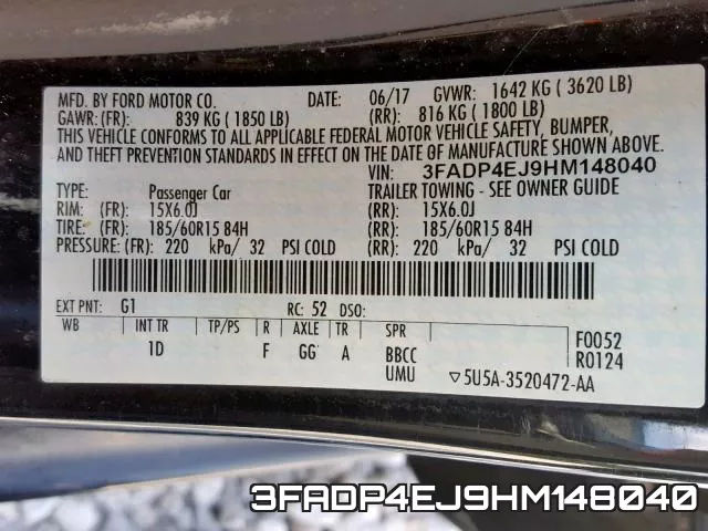 3FADP4EJ9HM148040 фото 2