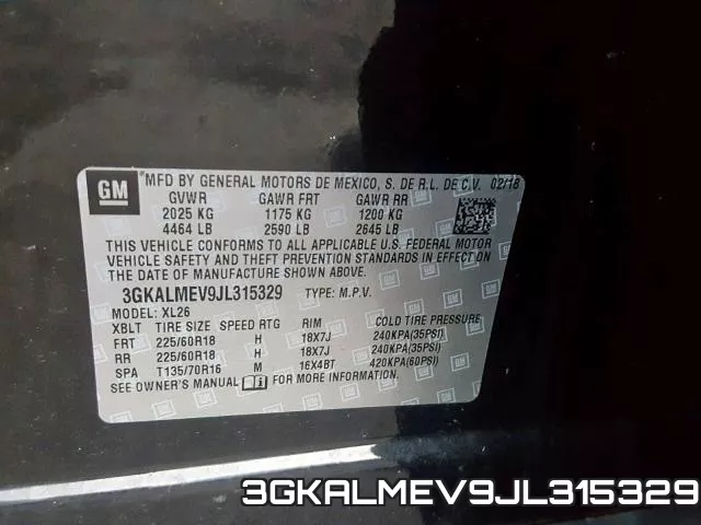 3GKALMEV9JL315329 фото 2
