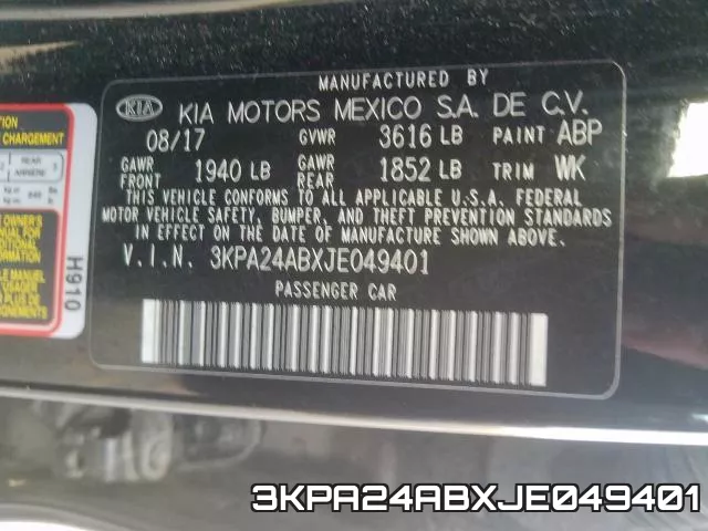 3KPA24ABXJE049401 фото 2