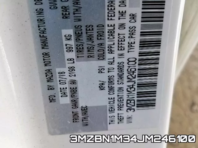 3MZBN1M34JM246100 фото 2