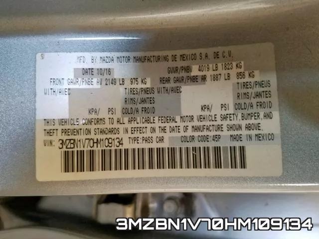 3MZBN1V70HM109134 фото 2