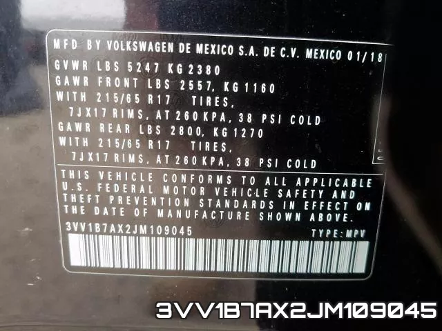 3VV1B7AX2JM109045 фото 2