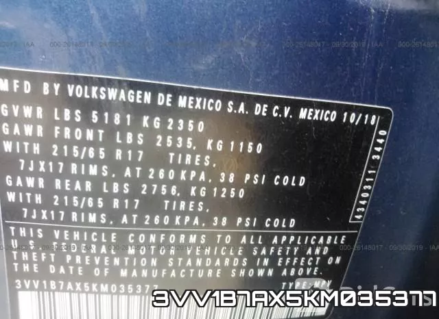 3VV1B7AX5KM035377 фото 9