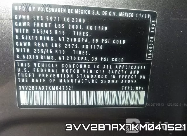 3VV2B7AX7KM047521 фото 9