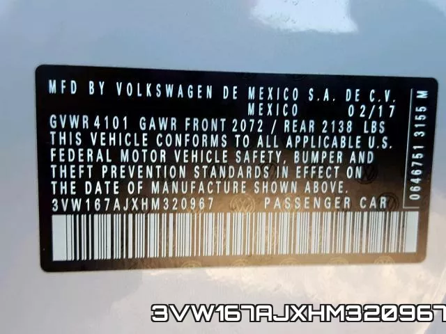 3VW167AJXHM320967 фото 2