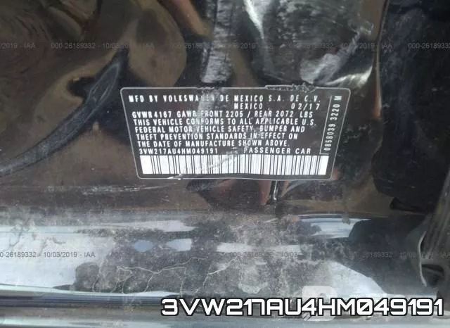 3VW217AU4HM049191 фото 9