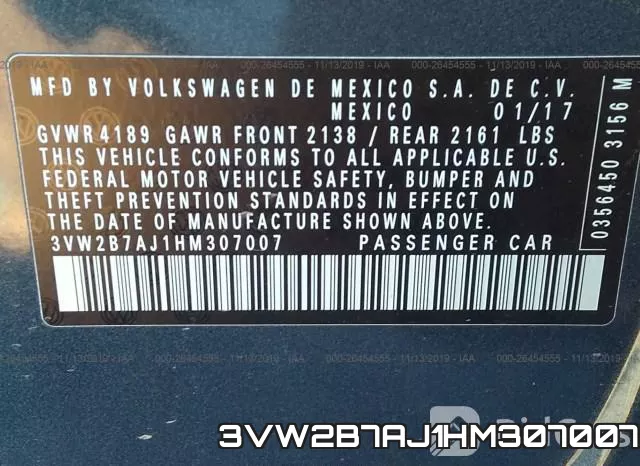 3VW2B7AJ1HM307007 фото 9