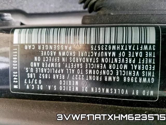 3VWF17ATXHM623575 фото 2