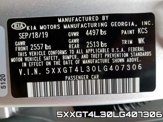 5XXGT4L30LG407306 фото 2