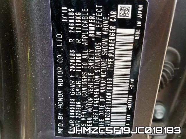 JHMZC5F19JC018183 фото 2