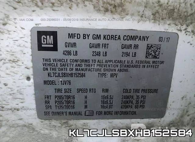 KL7CJLSBXHB152584 фото 6