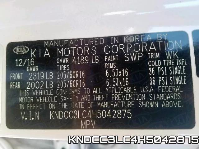KNDCC3LC4H5042875 фото 2