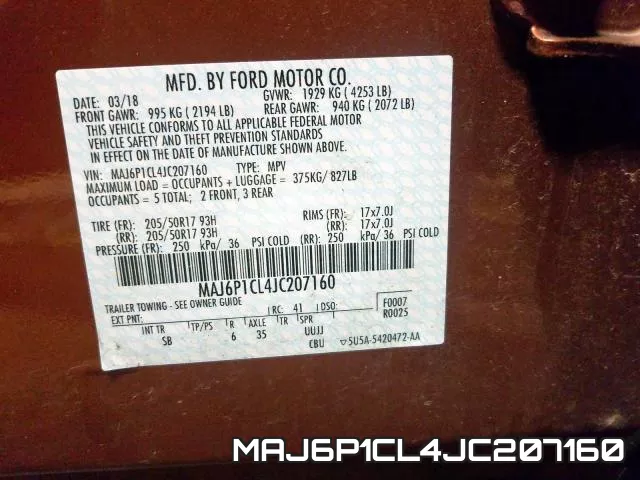 MAJ6P1CL4JC207160 фото 2