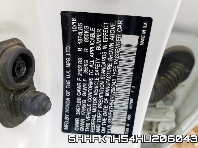 SHHFK7H54HU206043 фото 2