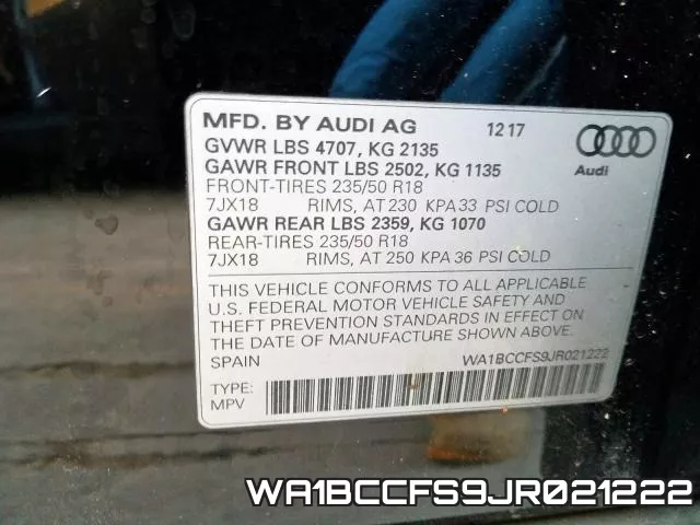 WA1BCCFS9JR021222 фото 2