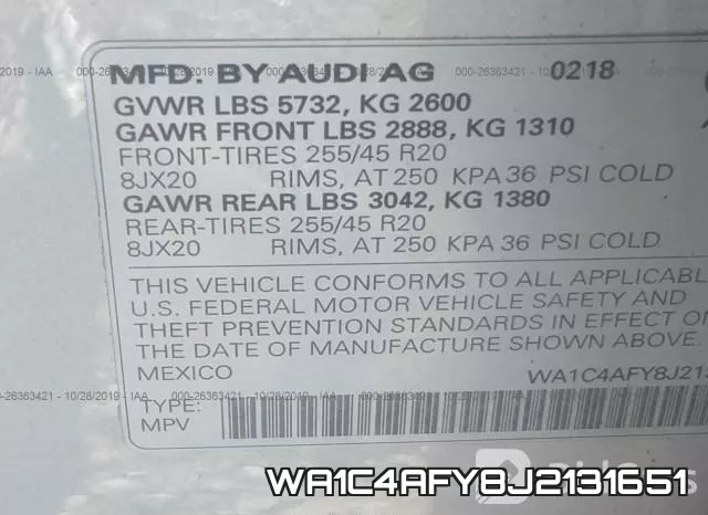 WA1C4AFY8J2131651 фото 9