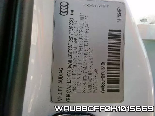 WAUB8GFF0H1015669 фото 2