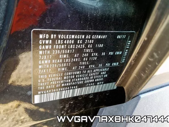 WVGAV7AX8HK047444 фото 2
