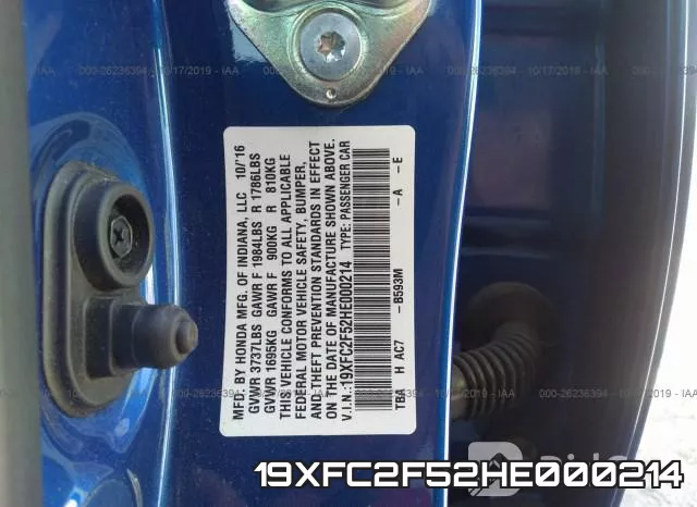 19XFC2F52HE000214 фото 9