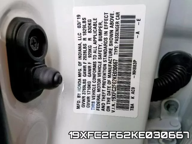 19XFC2F62KE030667 фото 2