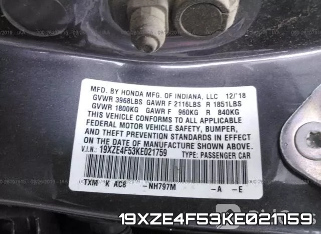 19XZE4F53KE021759 фото 10