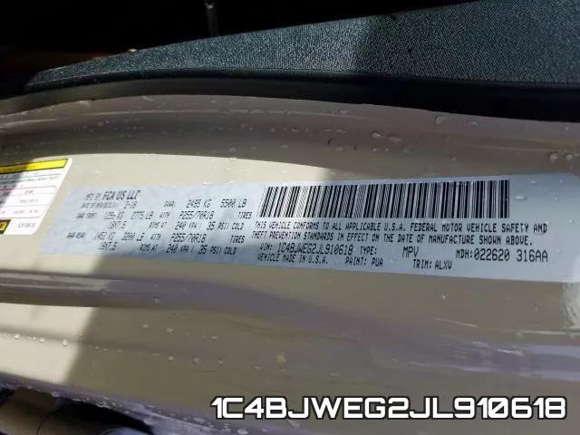 1C4BJWEG2JL910618 фото 2