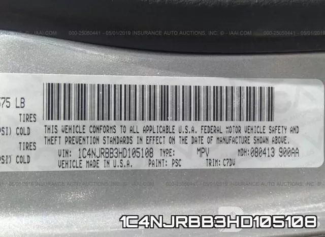 1C4NJRBB3HD105108 фото 8