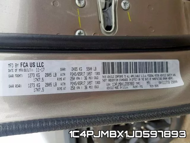 1C4PJMBX1JD597893 фото 2