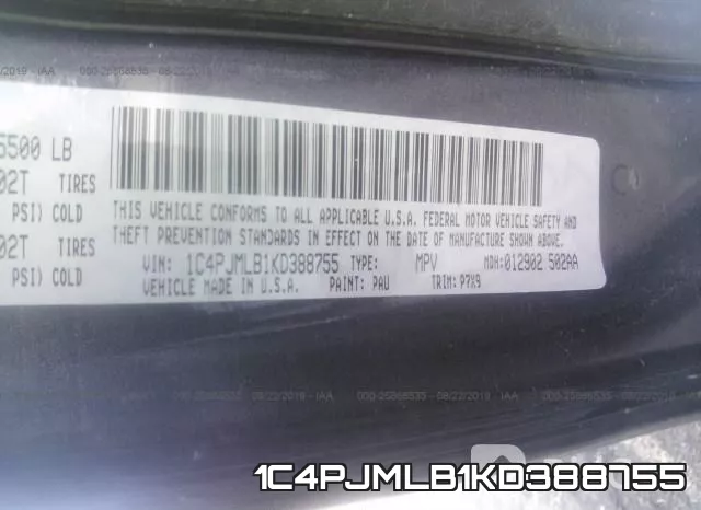 1C4PJMLB1KD388755 фото 8