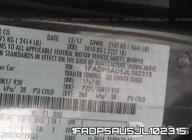 1FADP5AU5JL102315 фото 8