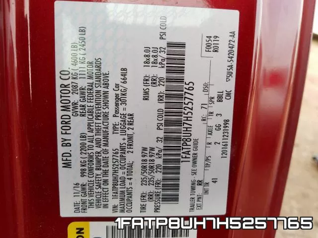 1FATP8UH7H5257765 фото 2
