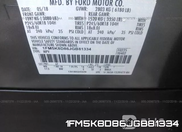 1FM5K8D86JGB81334 фото 10