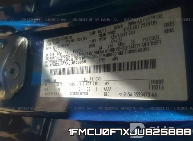 1FMCU0F7XJUB25888 фото 7