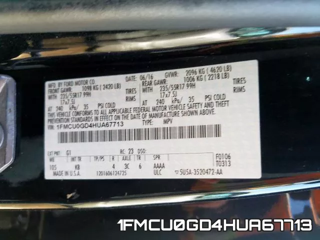 1FMCU0GD4HUA67713 фото 2