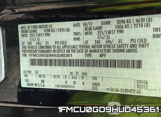 1FMCU0GD9HUD45361 фото 8