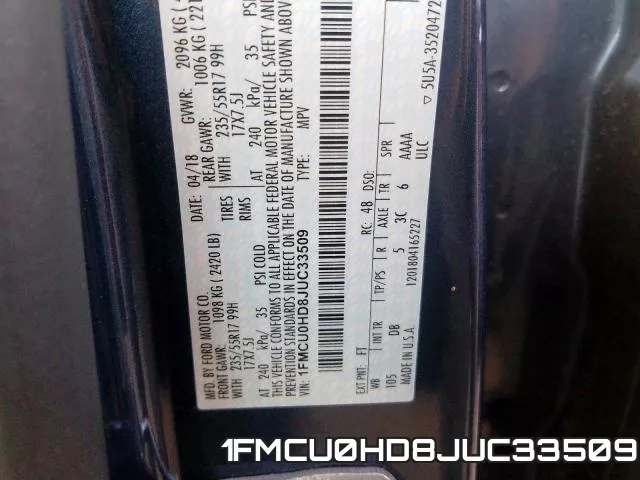 1FMCU0HD8JUC33509 фото 2