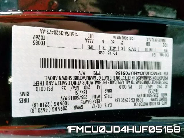 1FMCU0JD4HUF05168 фото 2