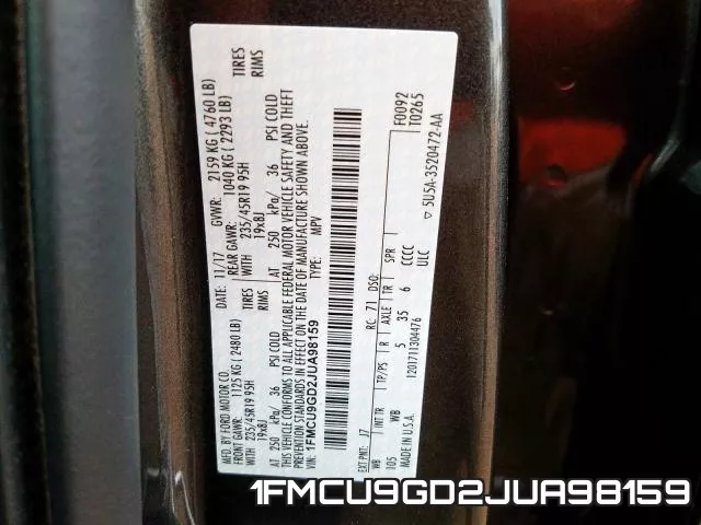 1FMCU9GD2JUA98159 фото 2