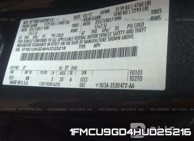 1FMCU9GD4HUD25216 фото 10
