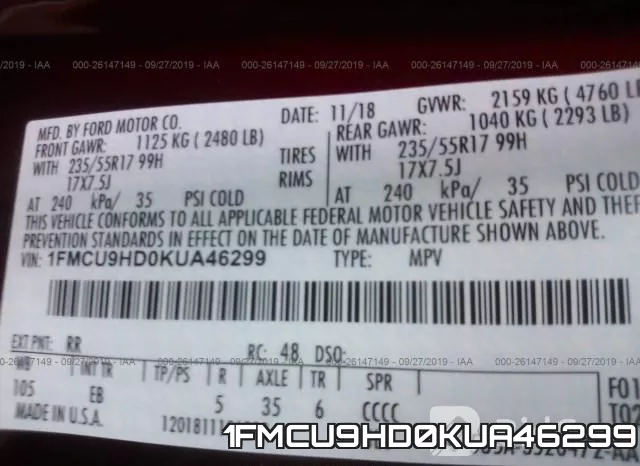 1FMCU9HD0KUA46299 фото 8