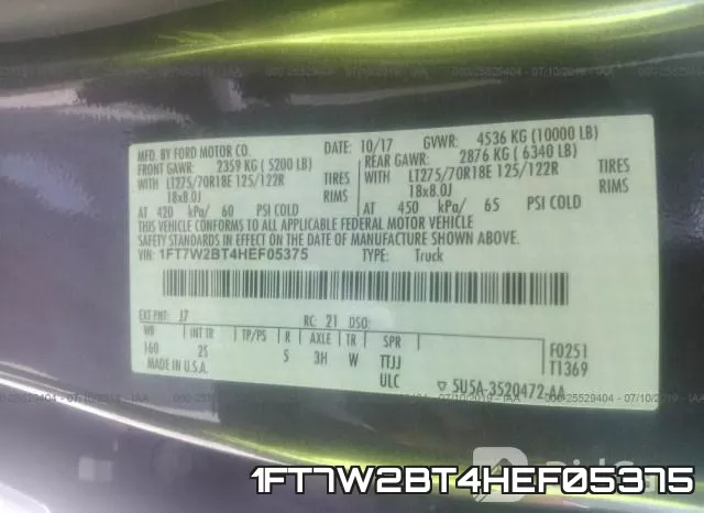 1FT7W2BT4HEF05375 фото 9