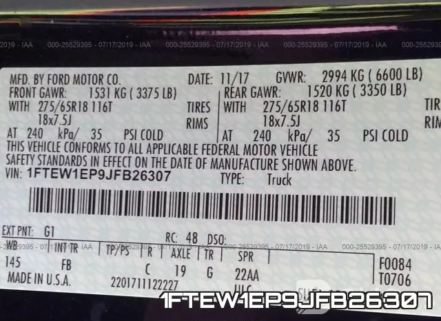 1FTEW1EP9JFB26307 фото 9