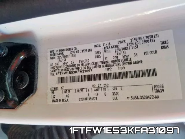 1FTFW1E53KFA31097 фото 2