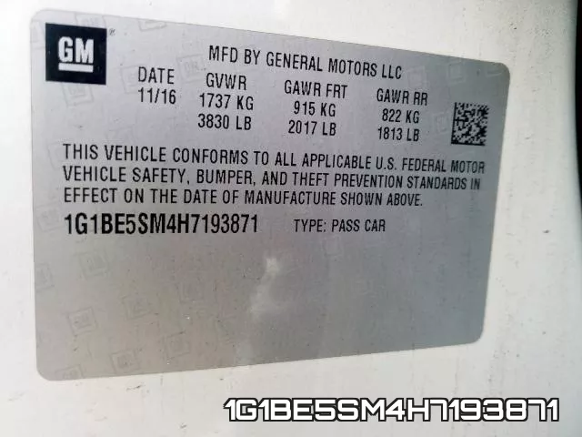 1G1BE5SM4H7193871 фото 2