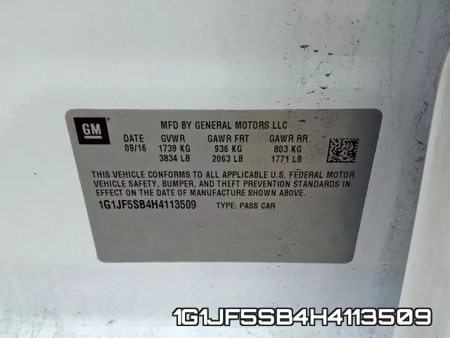 1G1JF5SB4H4113509 фото 2