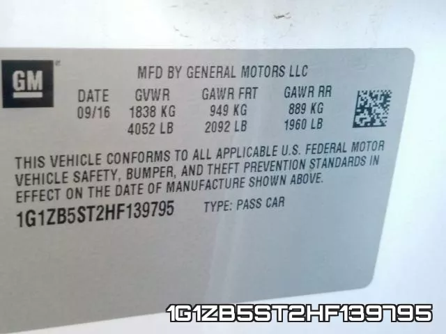 1G1ZB5ST2HF139795 фото 2
