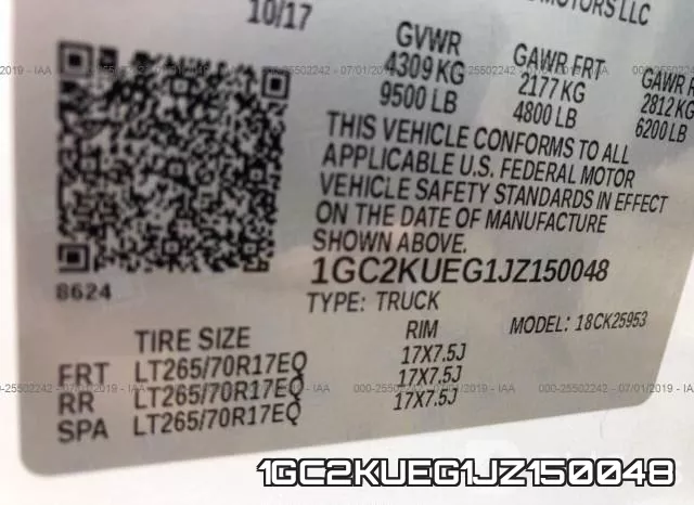 1GC2KUEG1JZ150048 фото 9