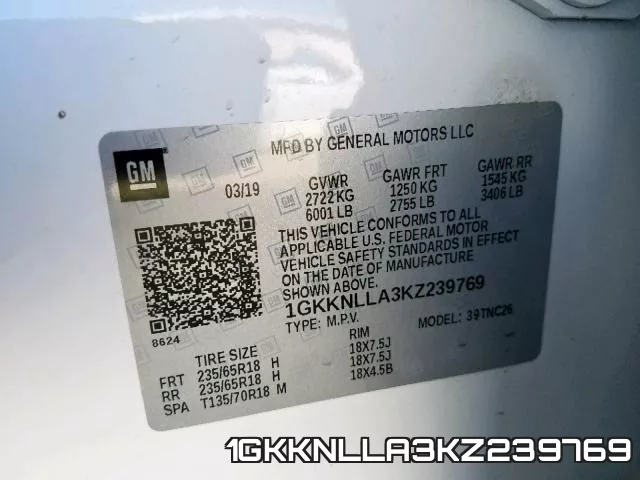 1GKKNLLA3KZ239769 фото 2
