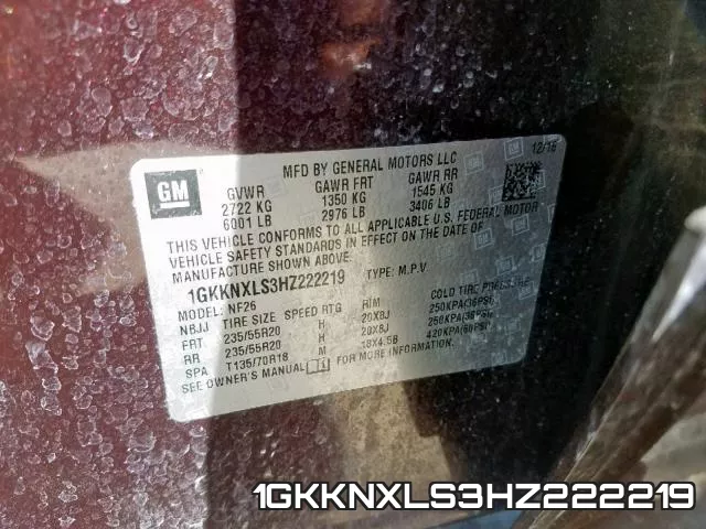 1GKKNXLS3HZ222219 фото 2
